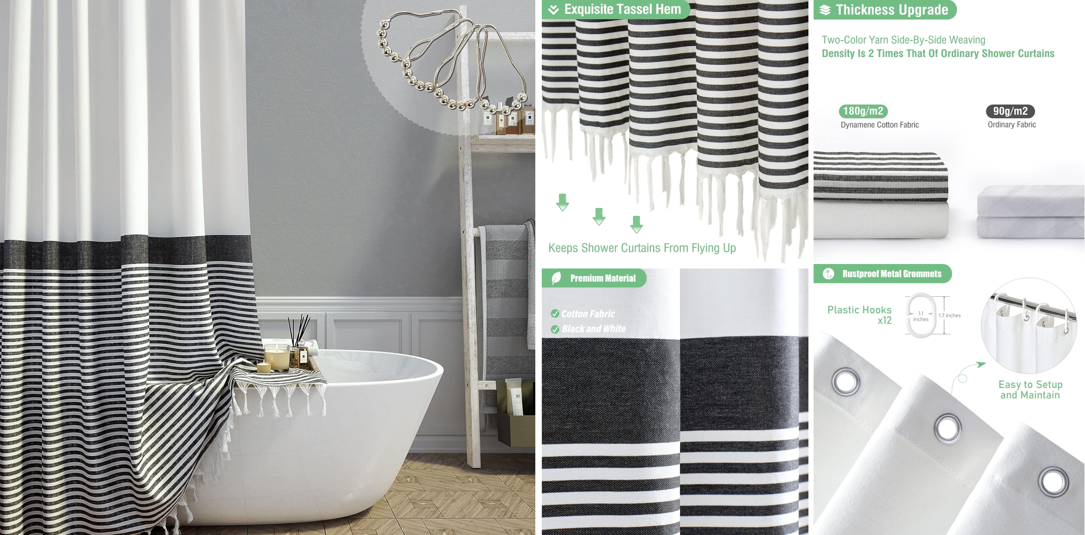 Modern farmhouse fabric shower