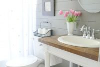 Style a modern farmhouse bathroom