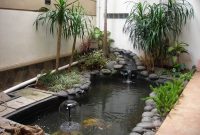 2 kolam ikan dengan dekorasi alam