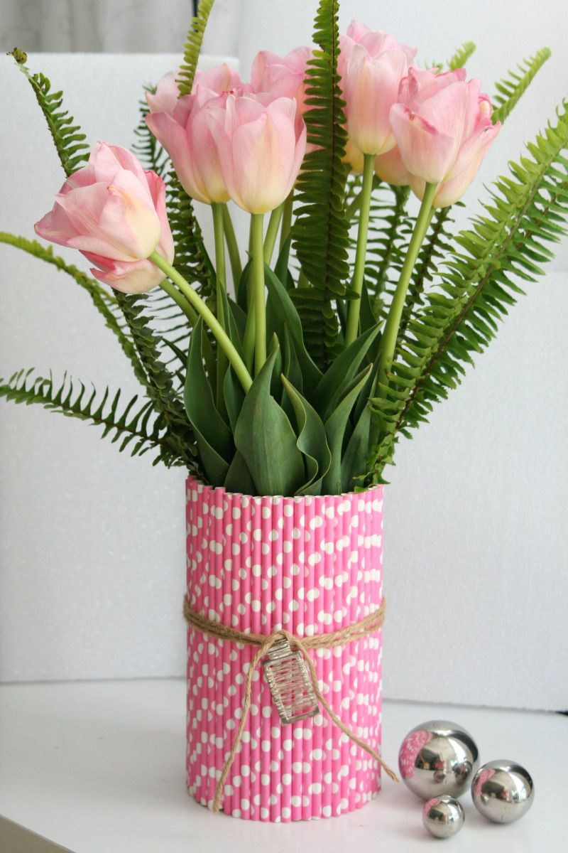 Spring-inspired straw vase