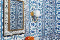 Blue and white bathroom