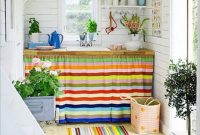 Bold and bright striped cabinet curtain