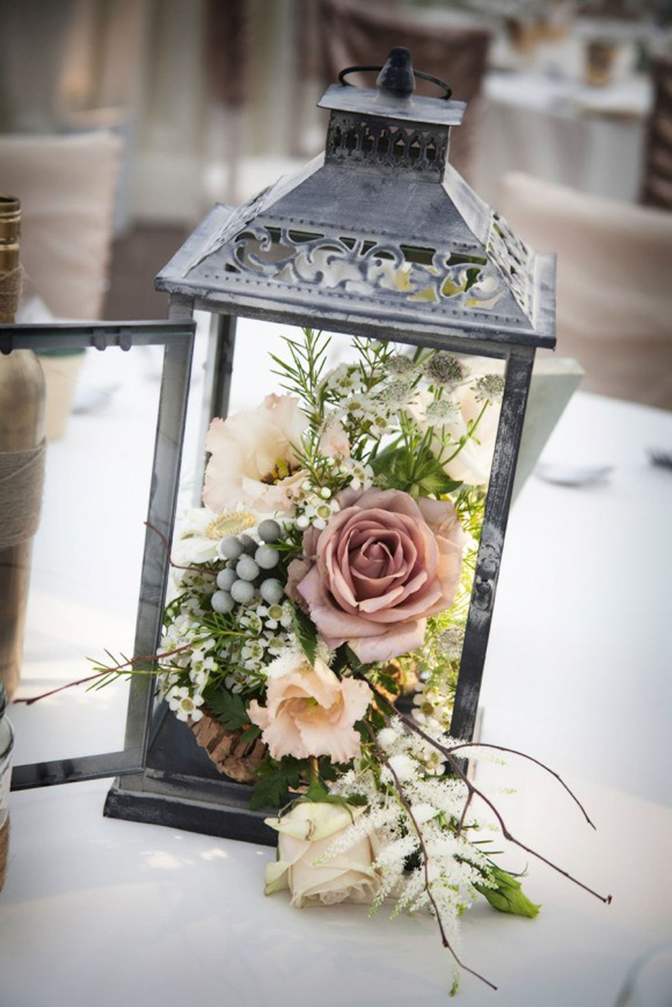 Rustic lantern centerpiece