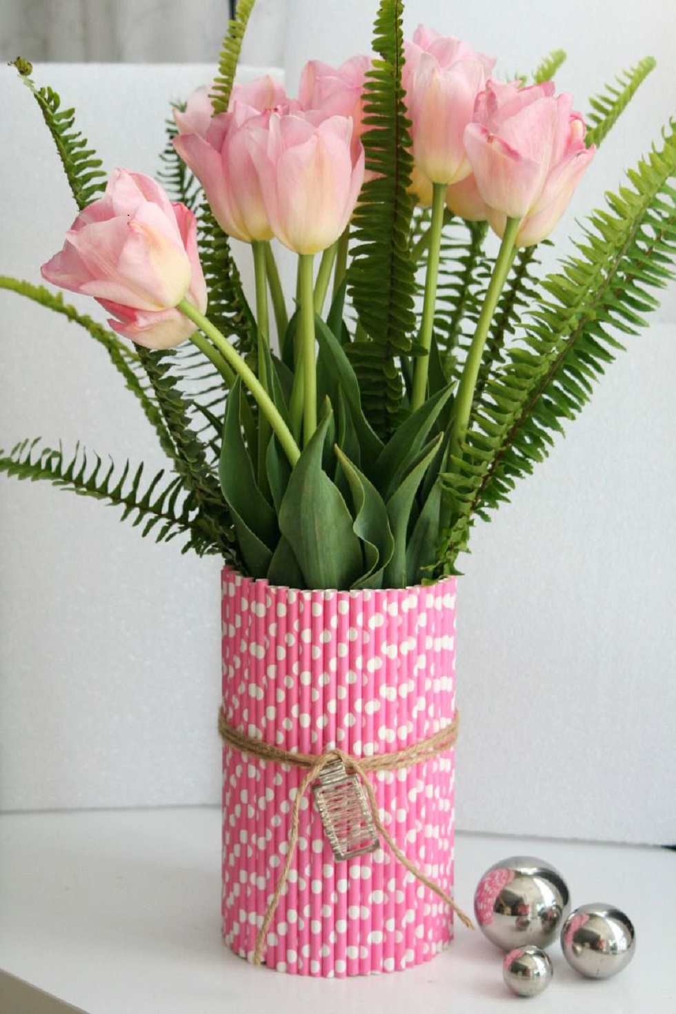 Spring-inspired straw vase