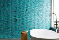 Turquoise fish scale tiles