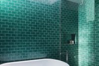 Turquoise tile in modern bathroom