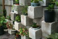Cinder block focal point vertical planter