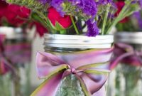 Mason jars with pretty ribbon