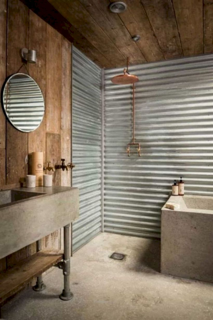 Rustic farmhouse bathroom ideas with shower 08