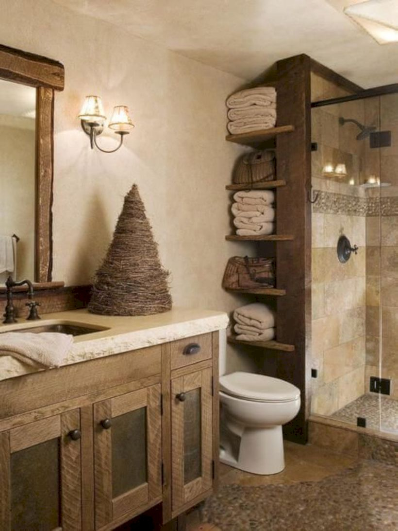 Rustic farmhouse bathroom ideas with shower 10