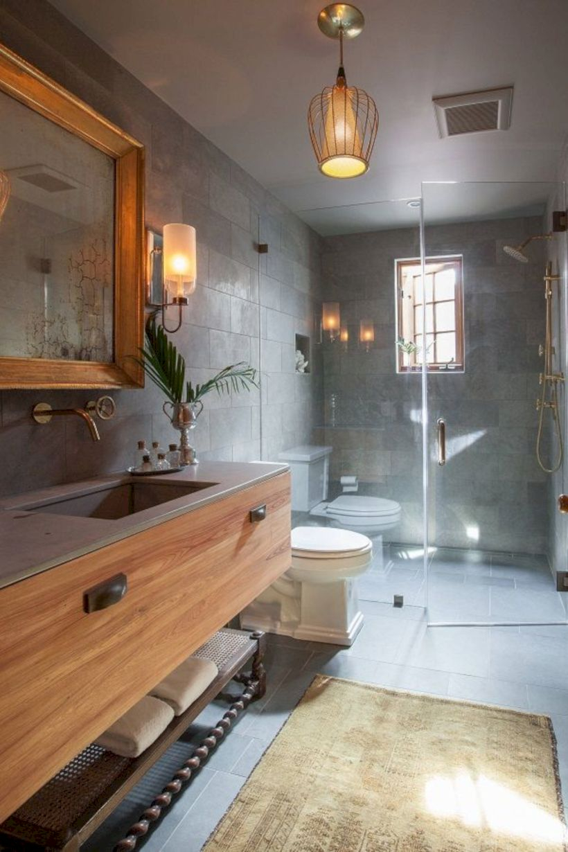 Rustic farmhouse bathroom ideas with shower 108