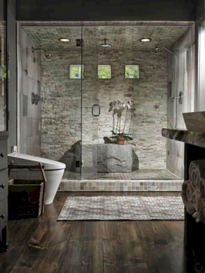Rustic farmhouse bathroom ideas with shower 109