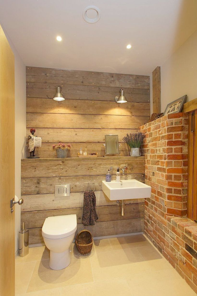 Rustic farmhouse bathroom ideas with shower 11
