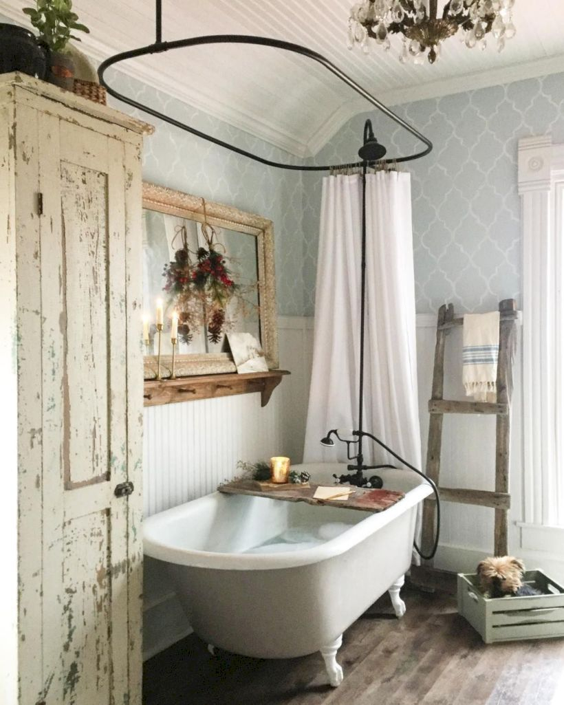 Rustic farmhouse bathroom ideas with shower 117