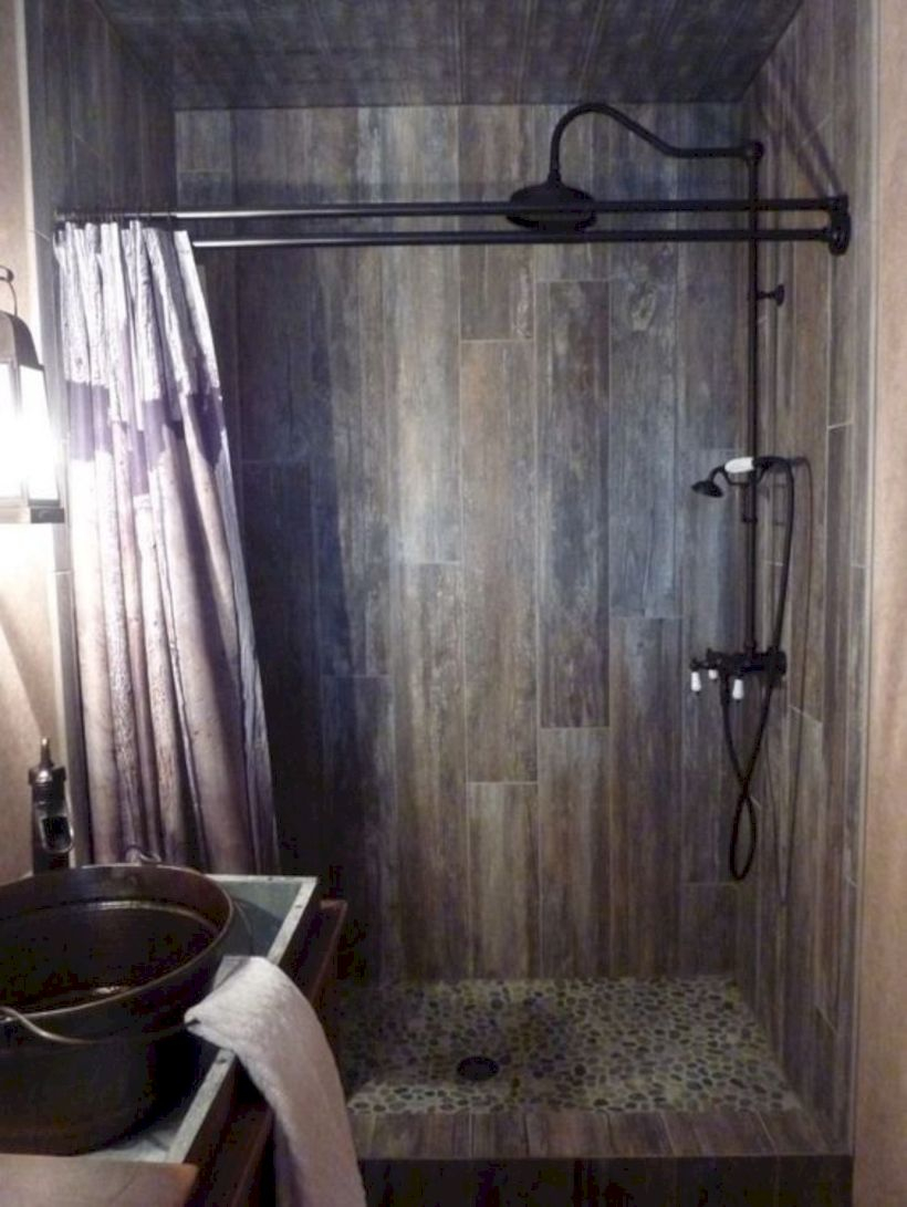 Rustic farmhouse bathroom ideas with shower 12