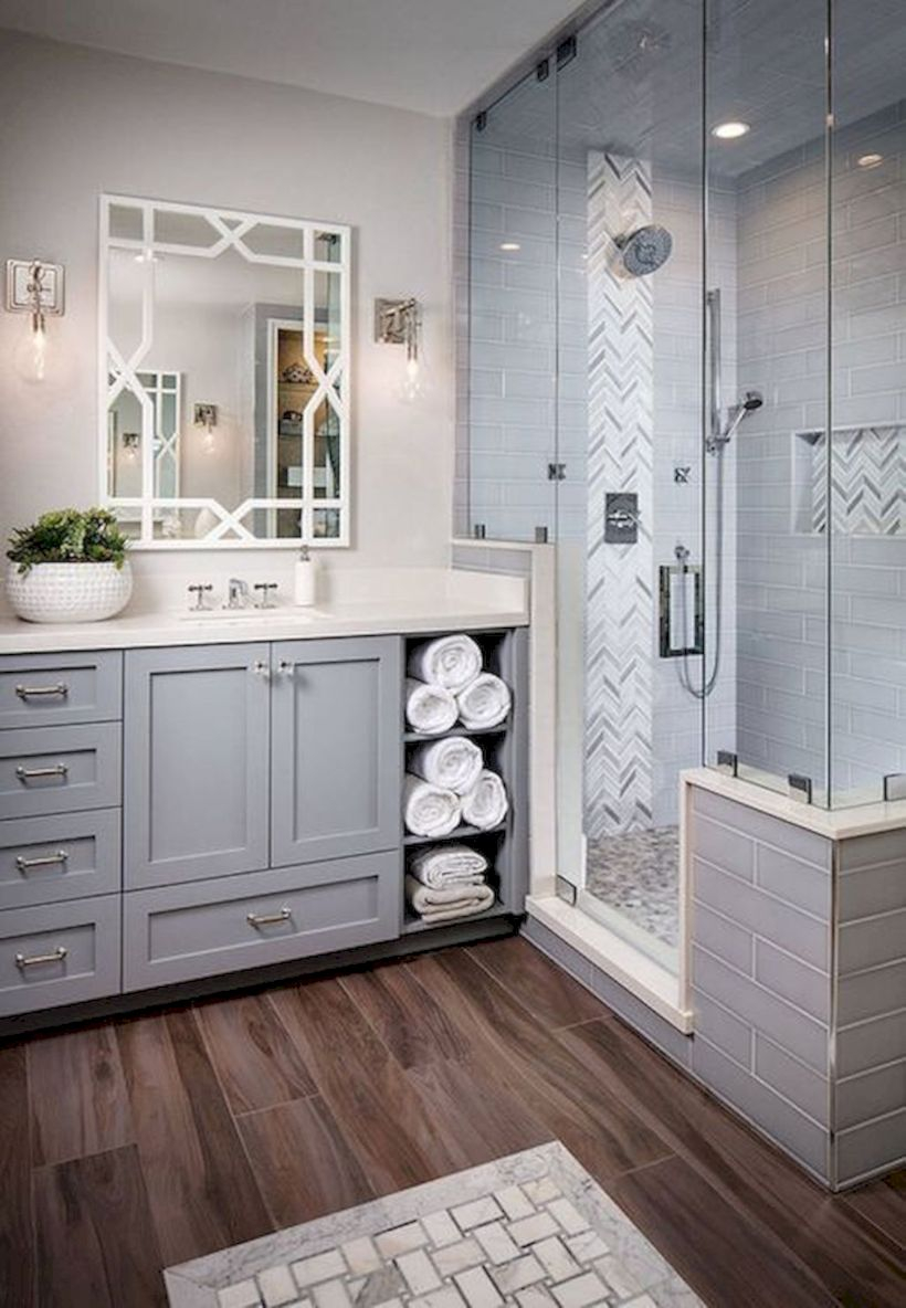 Rustic farmhouse bathroom ideas with shower 20