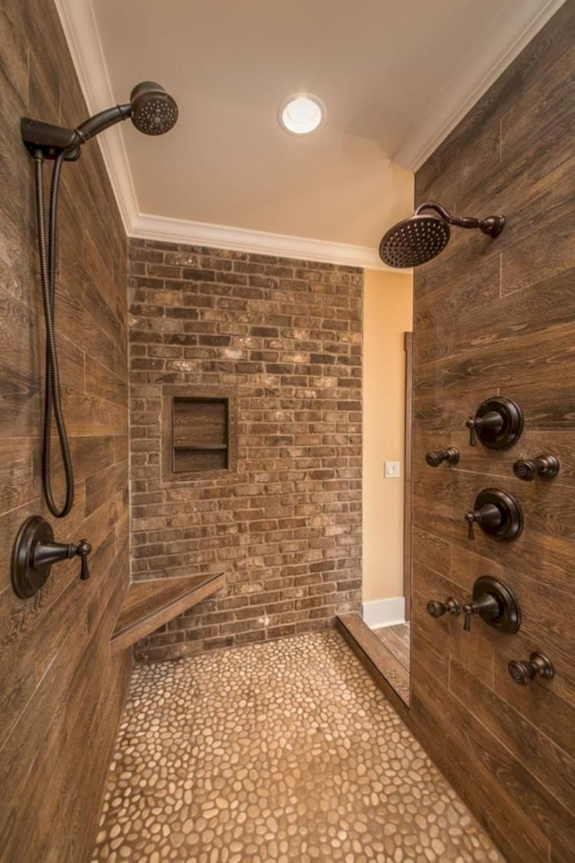 Rustic farmhouse bathroom ideas with shower 27