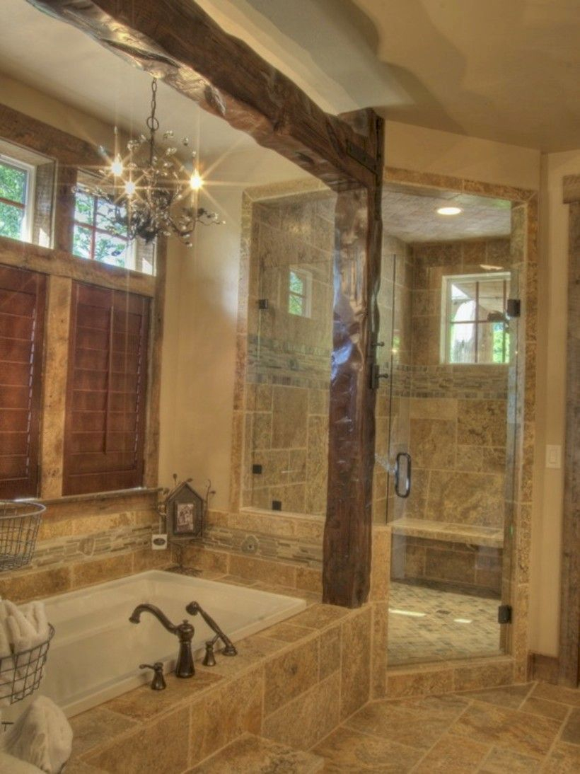 Rustic farmhouse bathroom ideas with shower 93