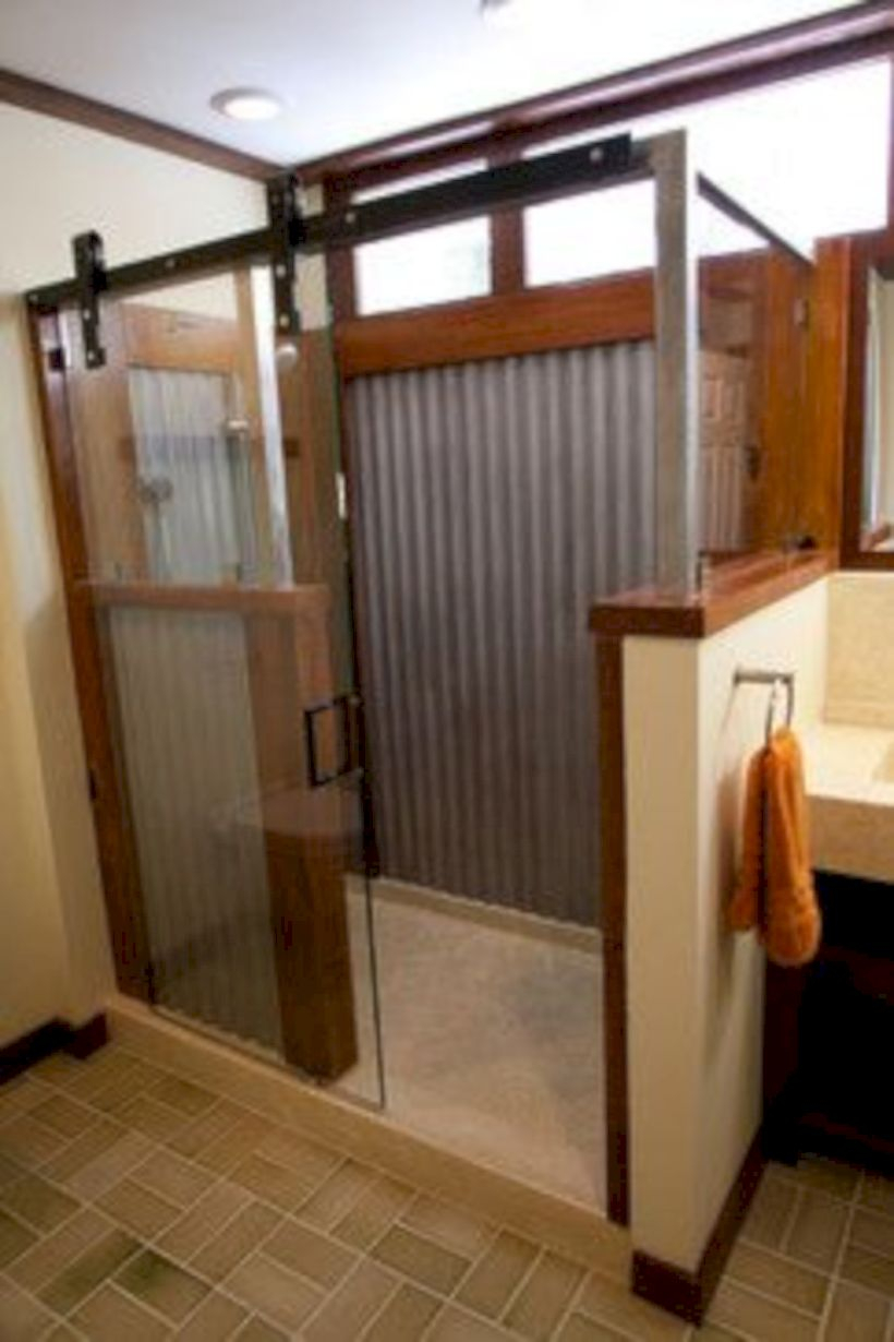 Rustic farmhouse bathroom ideas with shower 95
