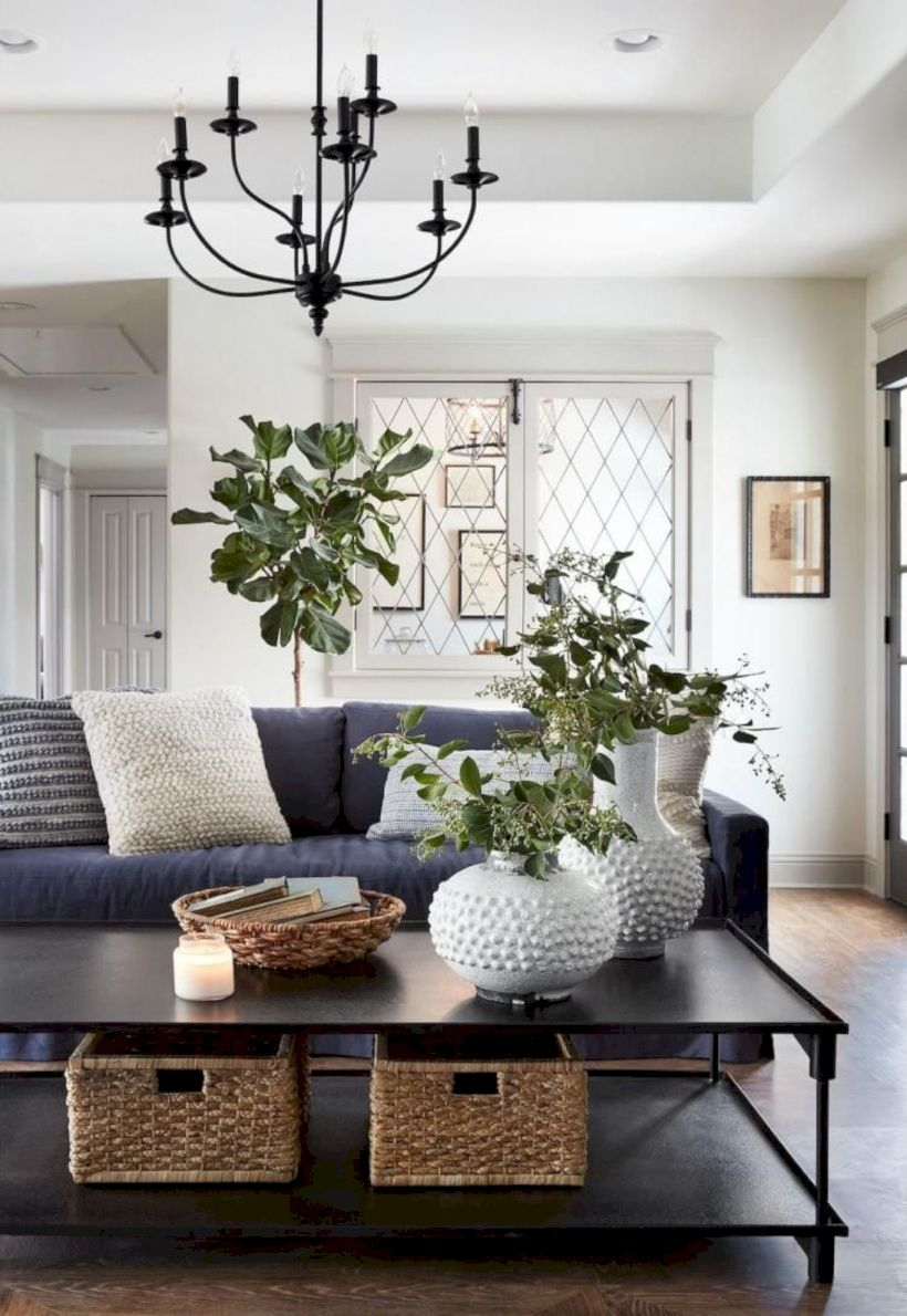 Rustic modern farmhouse living room decor ideas 01