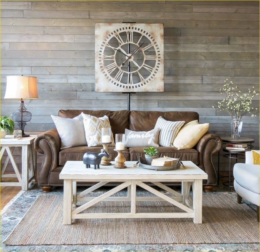 Rustic modern farmhouse living room decor ideas 02