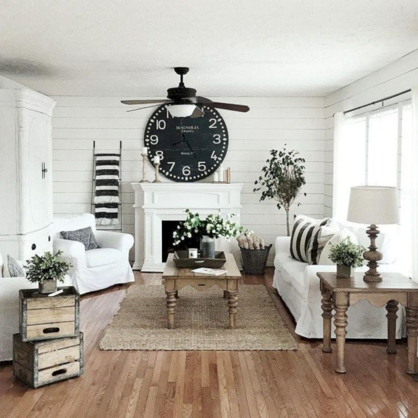 Rustic modern farmhouse living room decor ideas 05