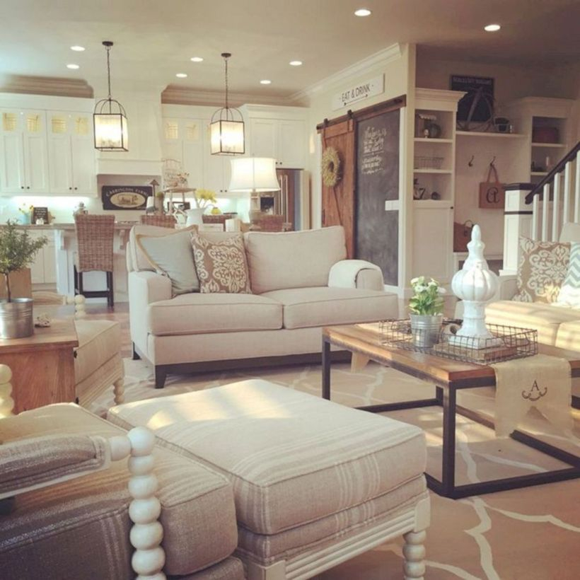Rustic modern farmhouse living room decor ideas 08