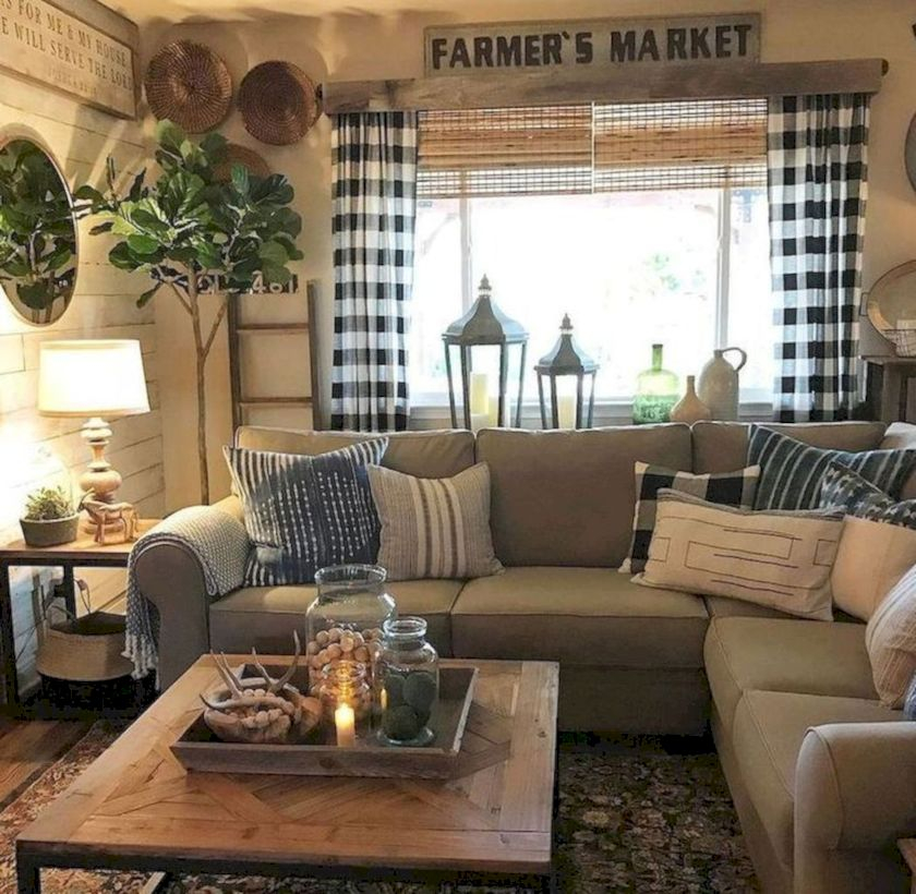 Rustic modern farmhouse living room decor ideas 102