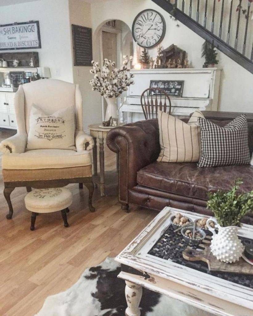 Rustic modern farmhouse living room decor ideas 103