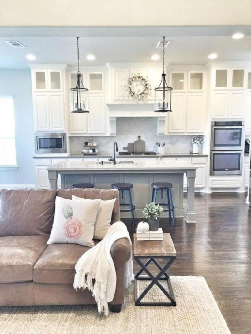 Rustic modern farmhouse living room decor ideas 106