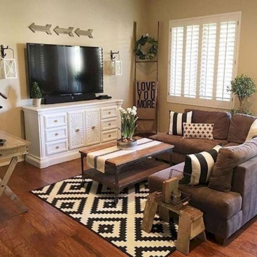 Rustic modern farmhouse living room decor ideas 114