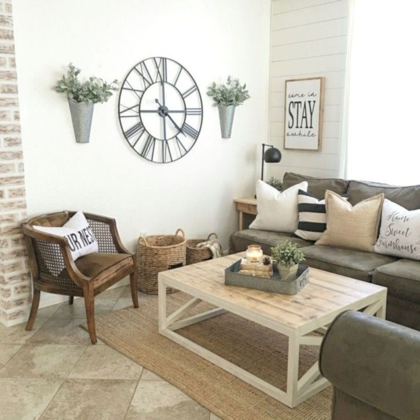 Rustic modern farmhouse living room decor ideas 14