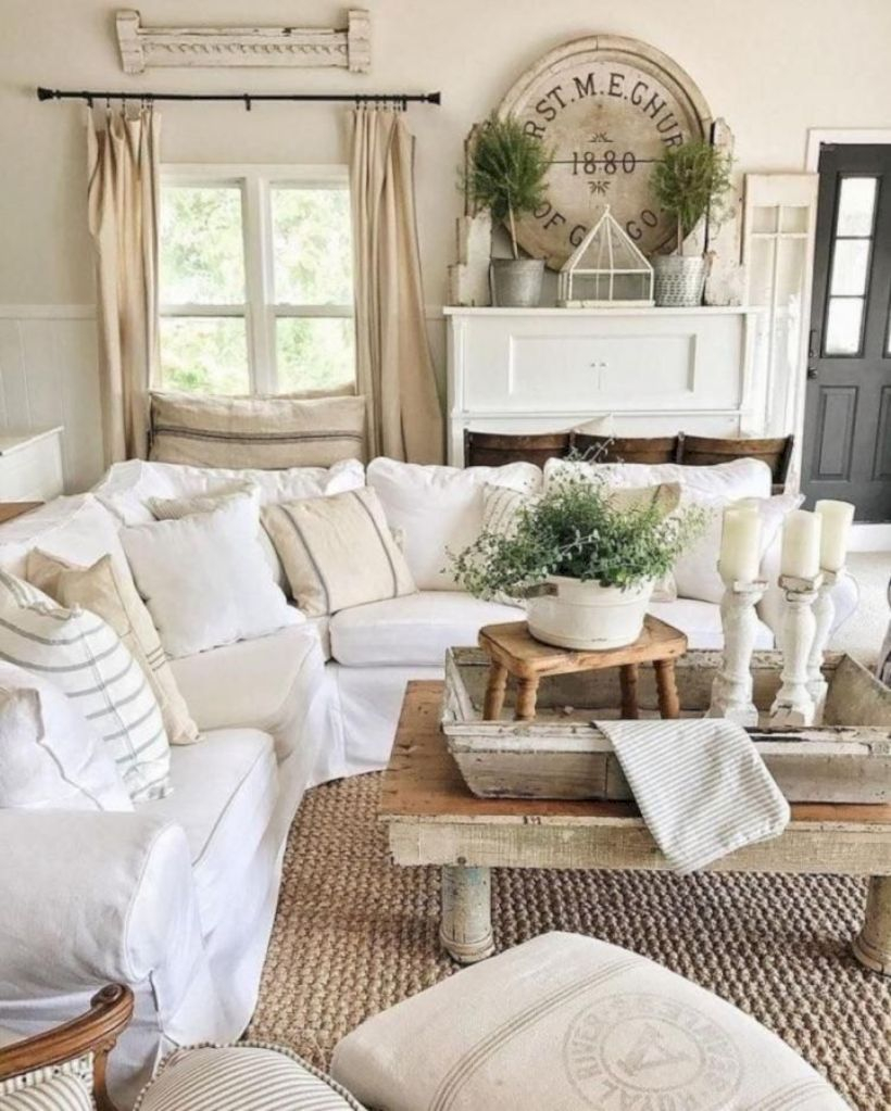 Rustic modern farmhouse living room decor ideas 20