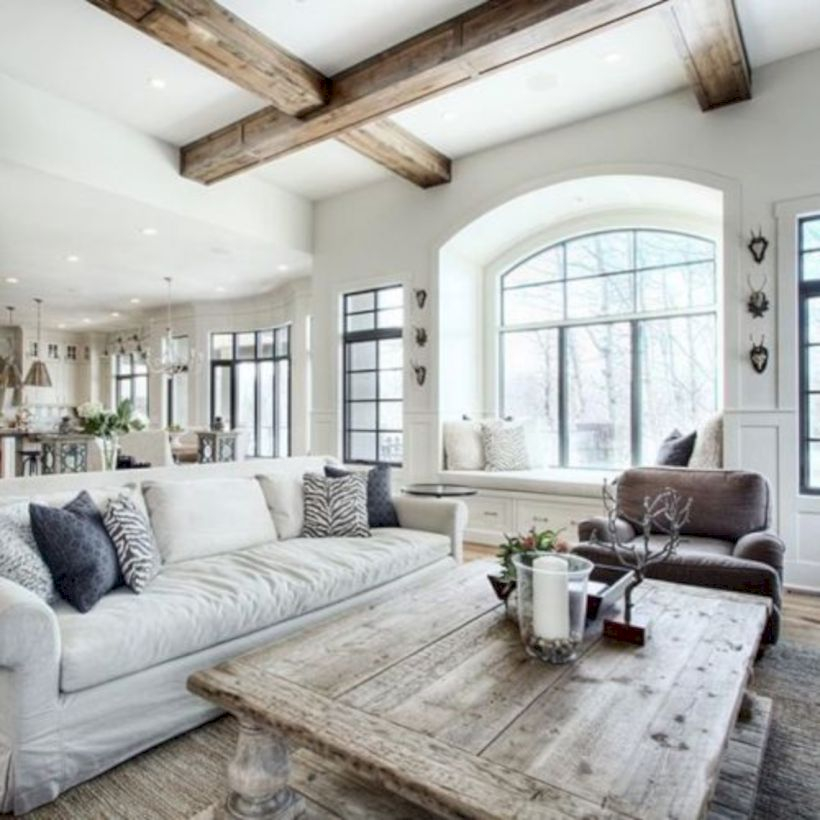 Rustic modern farmhouse living room decor ideas 22