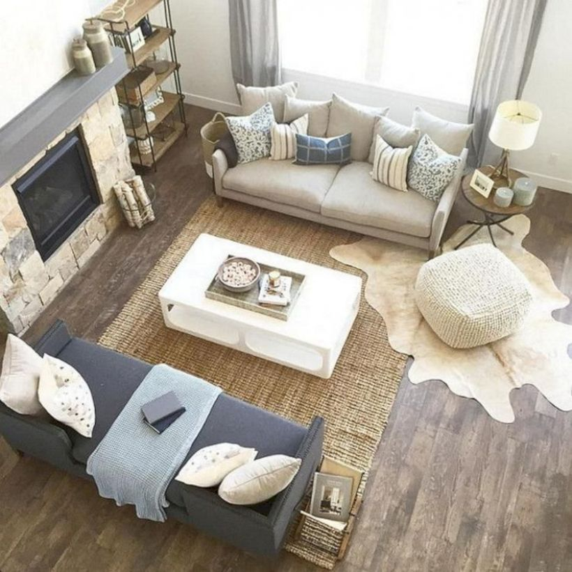 Rustic modern farmhouse living room decor ideas 35