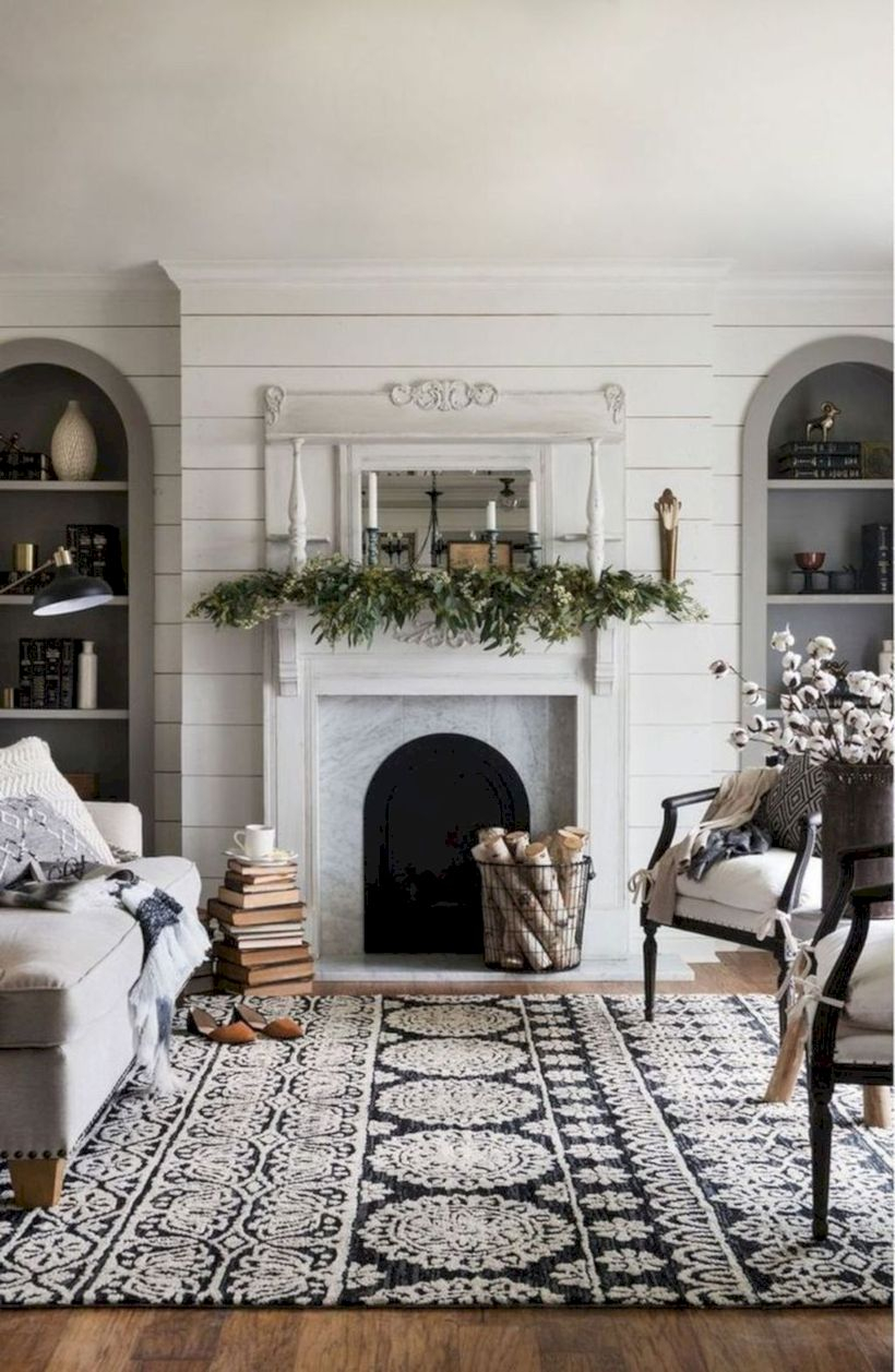 Rustic modern farmhouse living room decor ideas 38