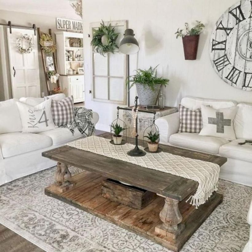 Rustic modern farmhouse living room decor ideas 46