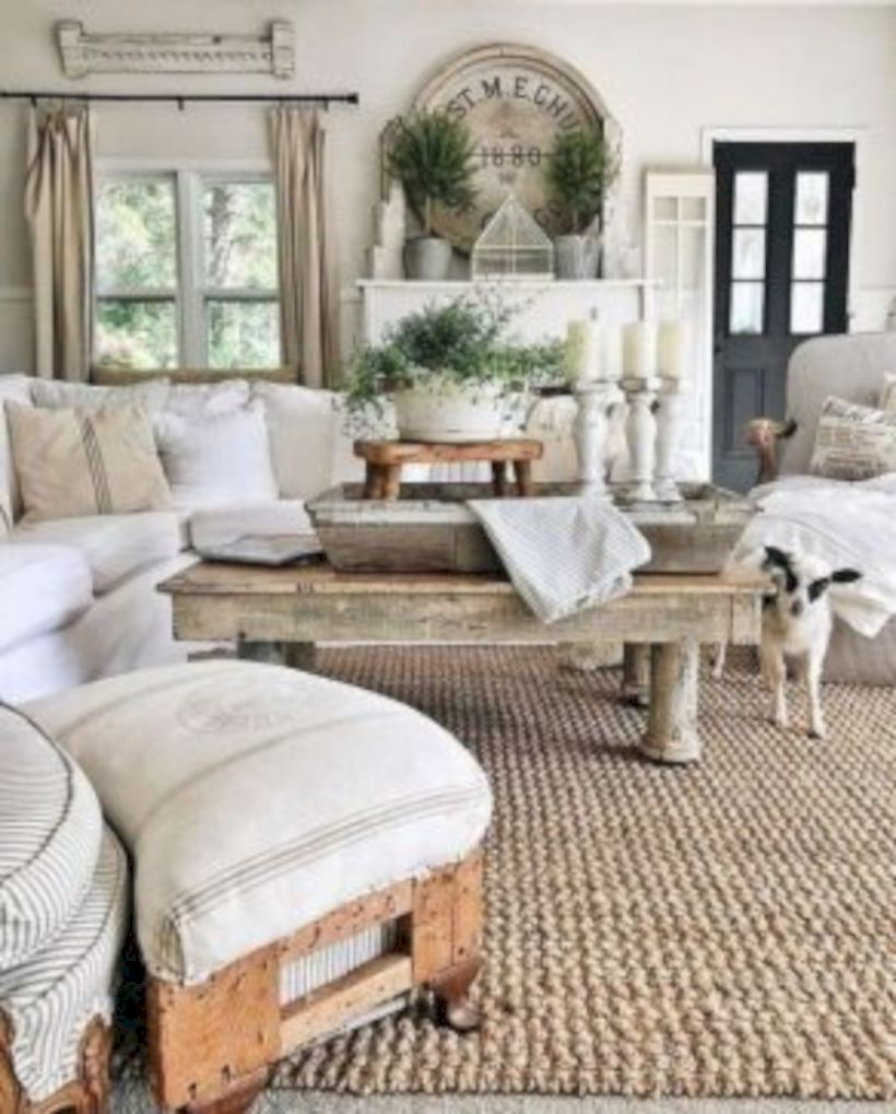 Rustic modern farmhouse living room decor ideas 48