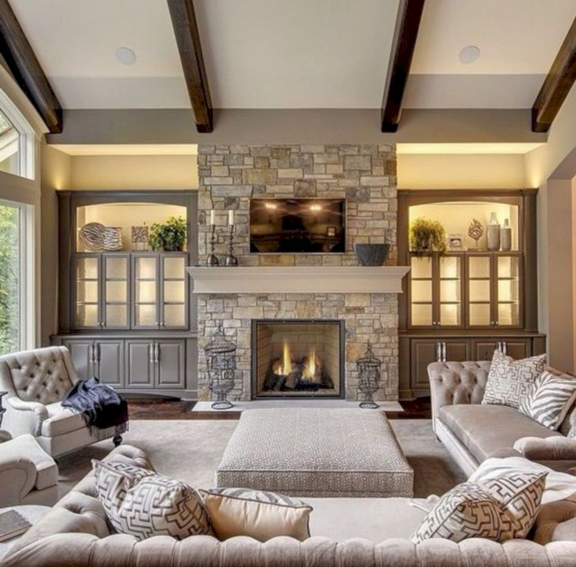Rustic modern farmhouse living room decor ideas 49
