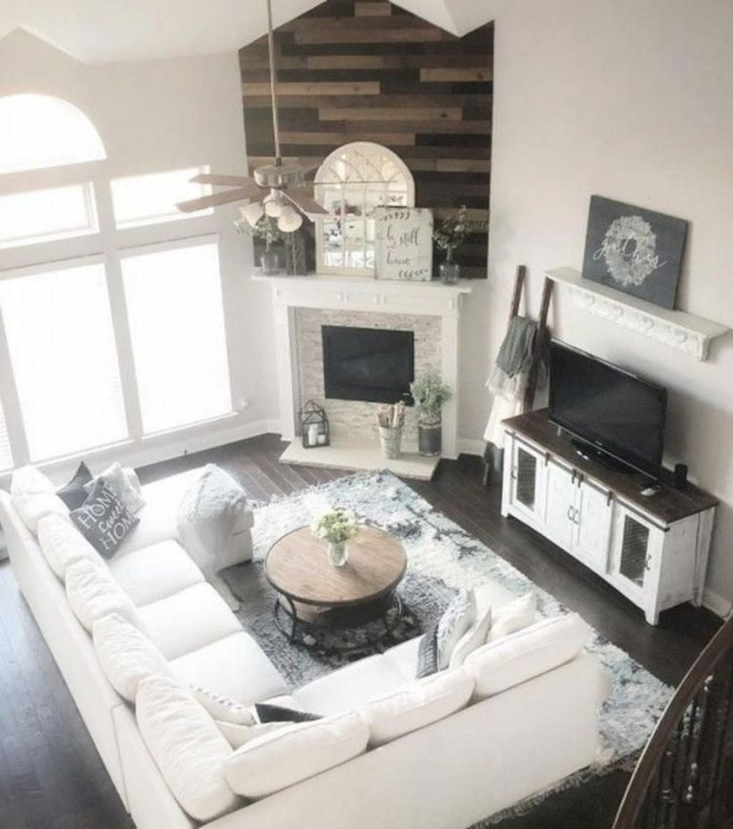 Rustic modern farmhouse living room decor ideas 50
