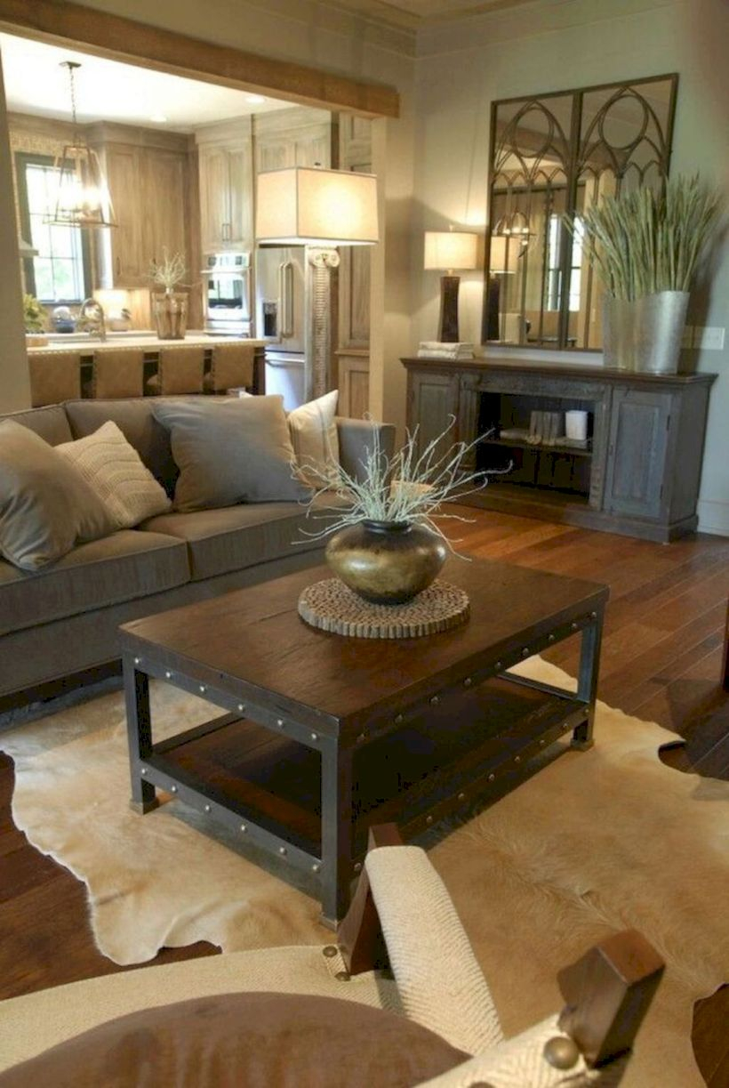 Rustic modern farmhouse living room decor ideas 54