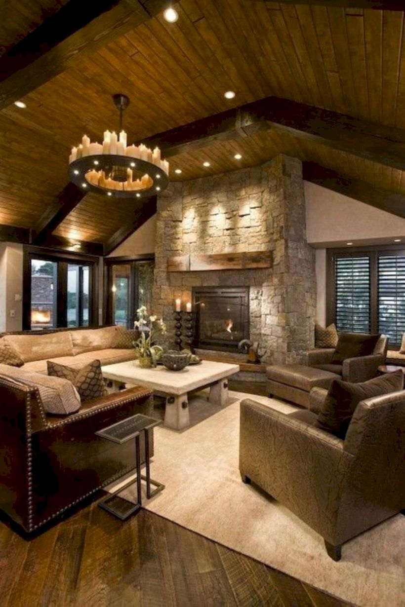 Rustic modern farmhouse living room decor ideas 56
