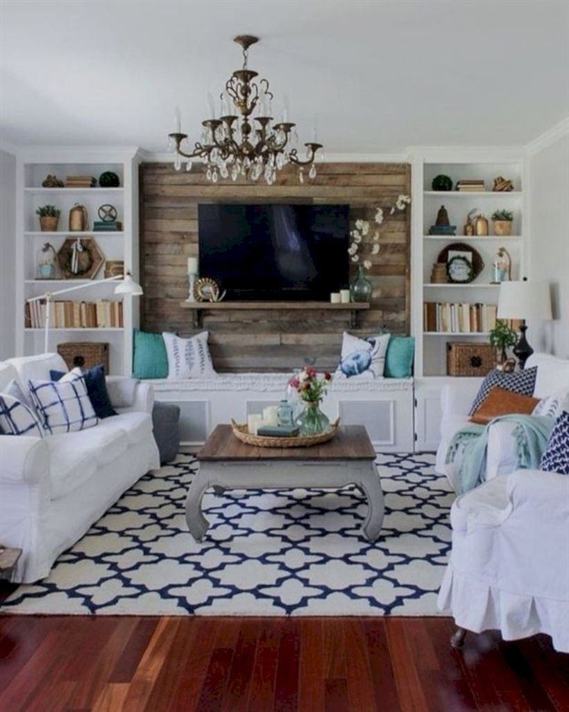 Rustic modern farmhouse living room decor ideas 60