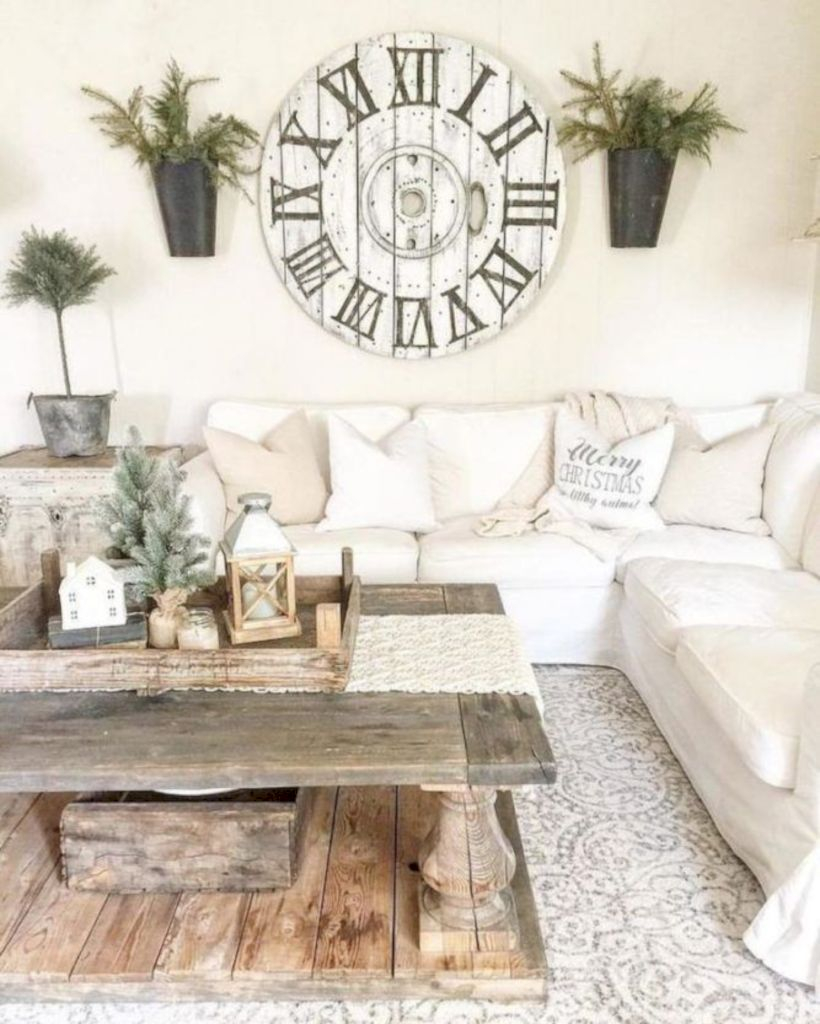 Rustic modern farmhouse living room decor ideas 82