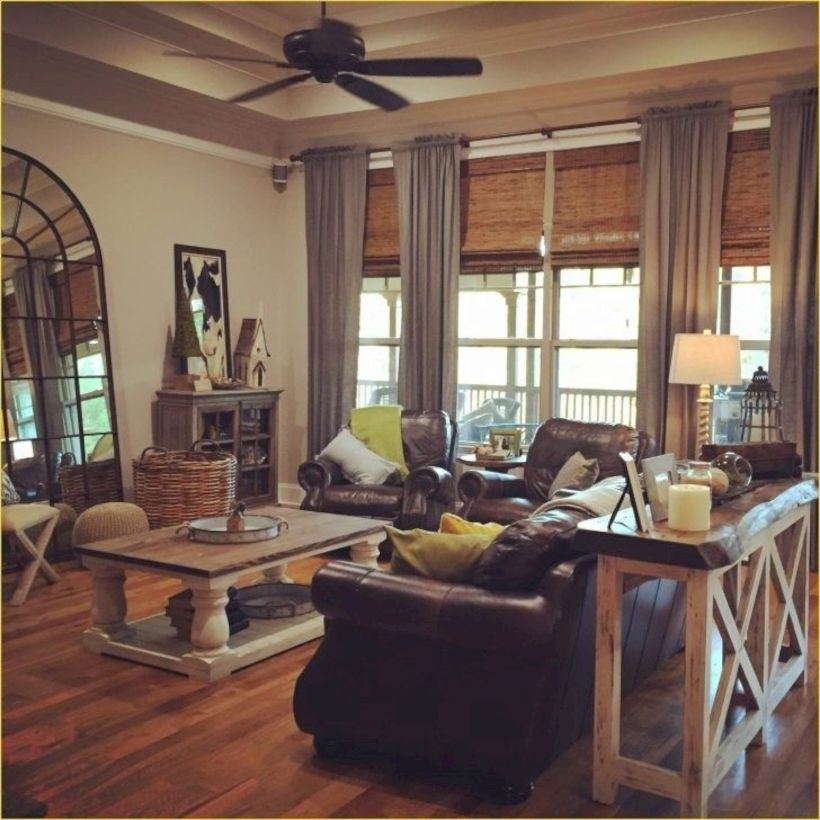 Rustic modern farmhouse living room decor ideas 91