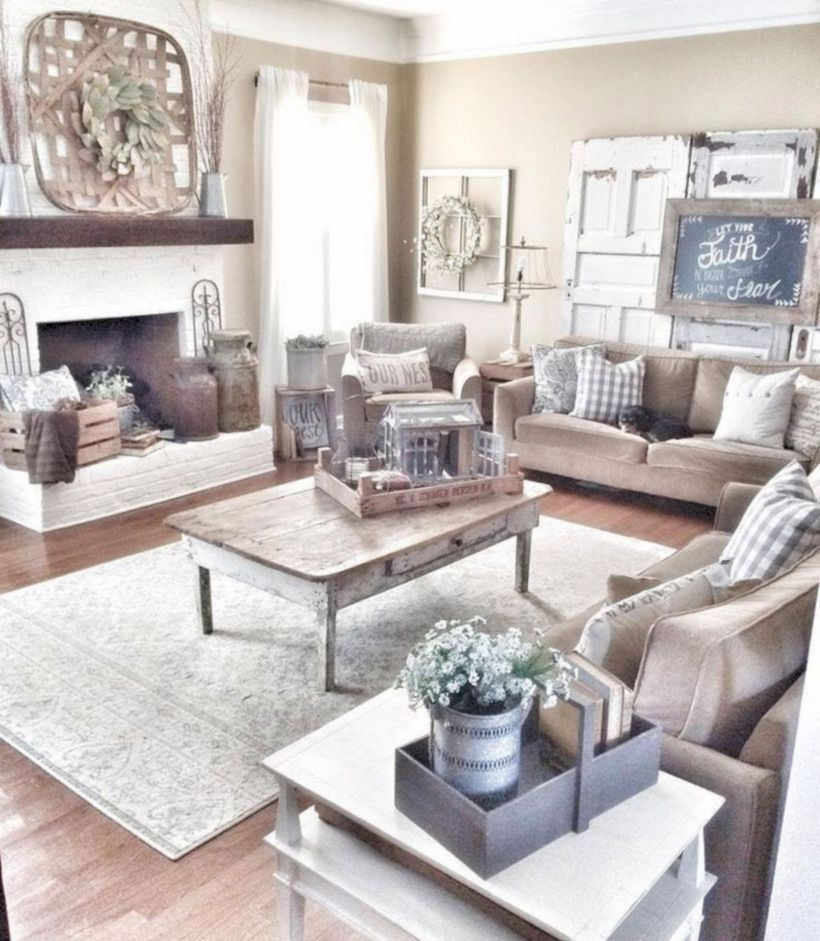 Rustic modern farmhouse living room decor ideas 97