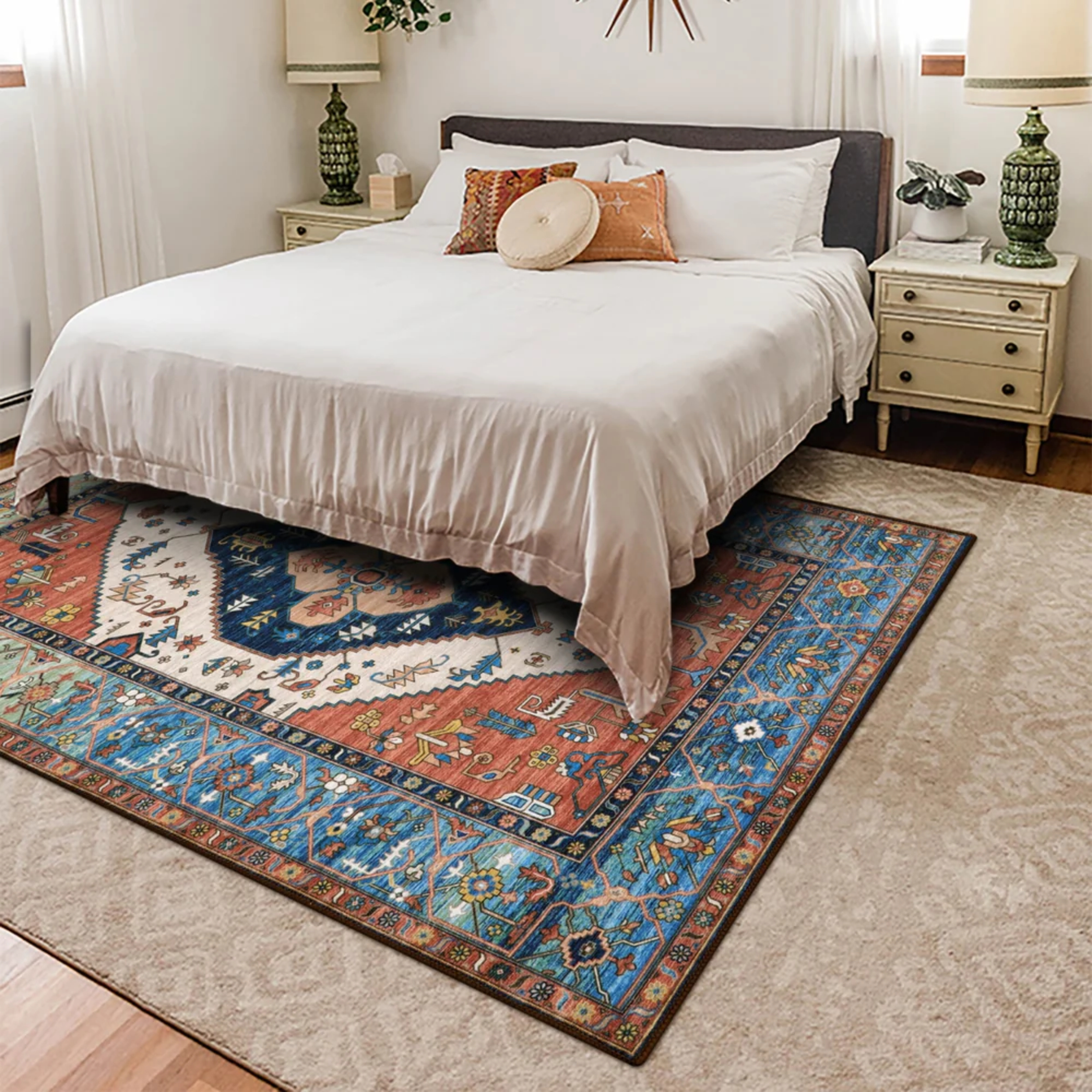 Traditional oriental formal red area rug
