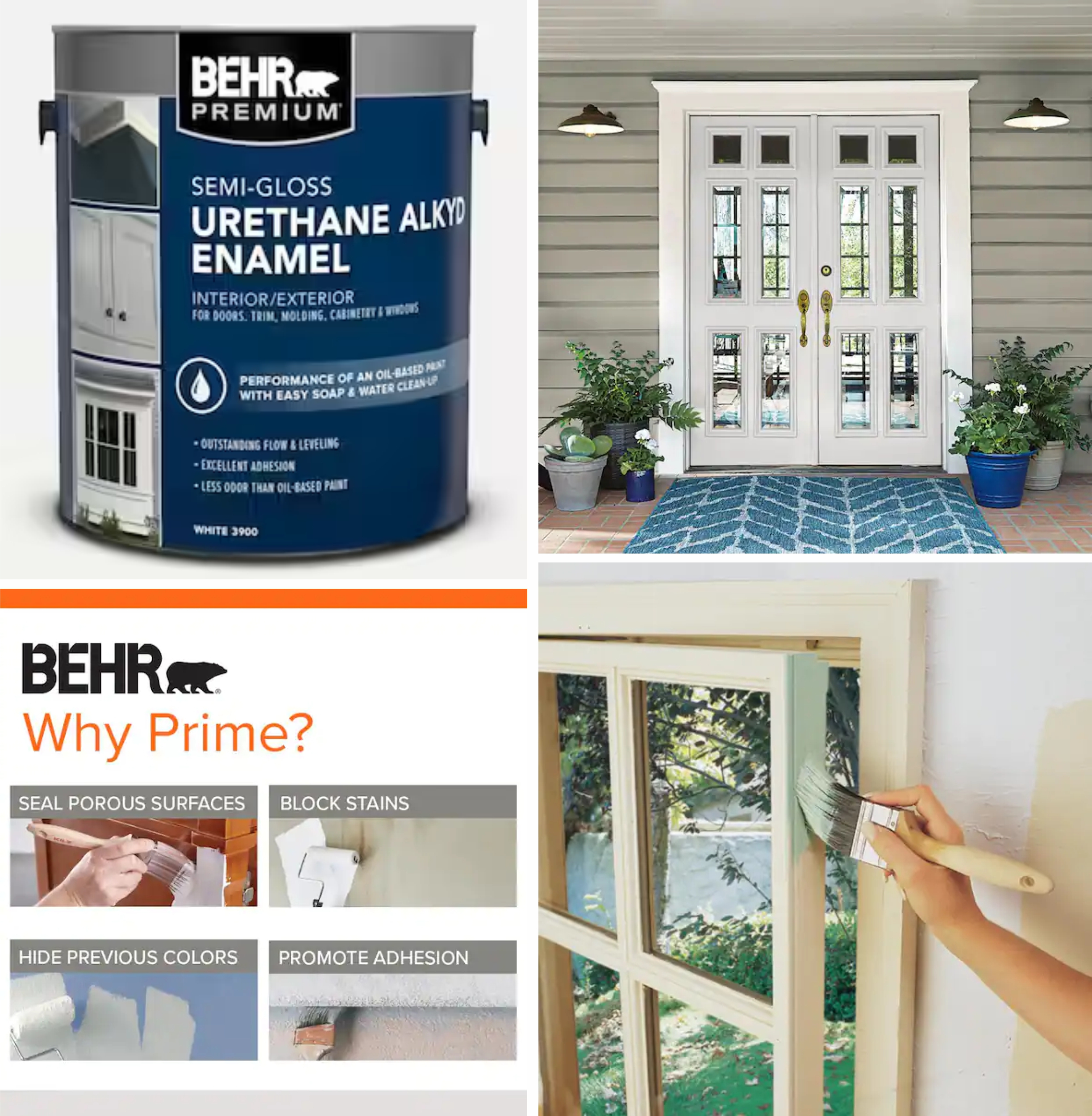 White urethane alkyd semi-gloss enamel interior exterior paint