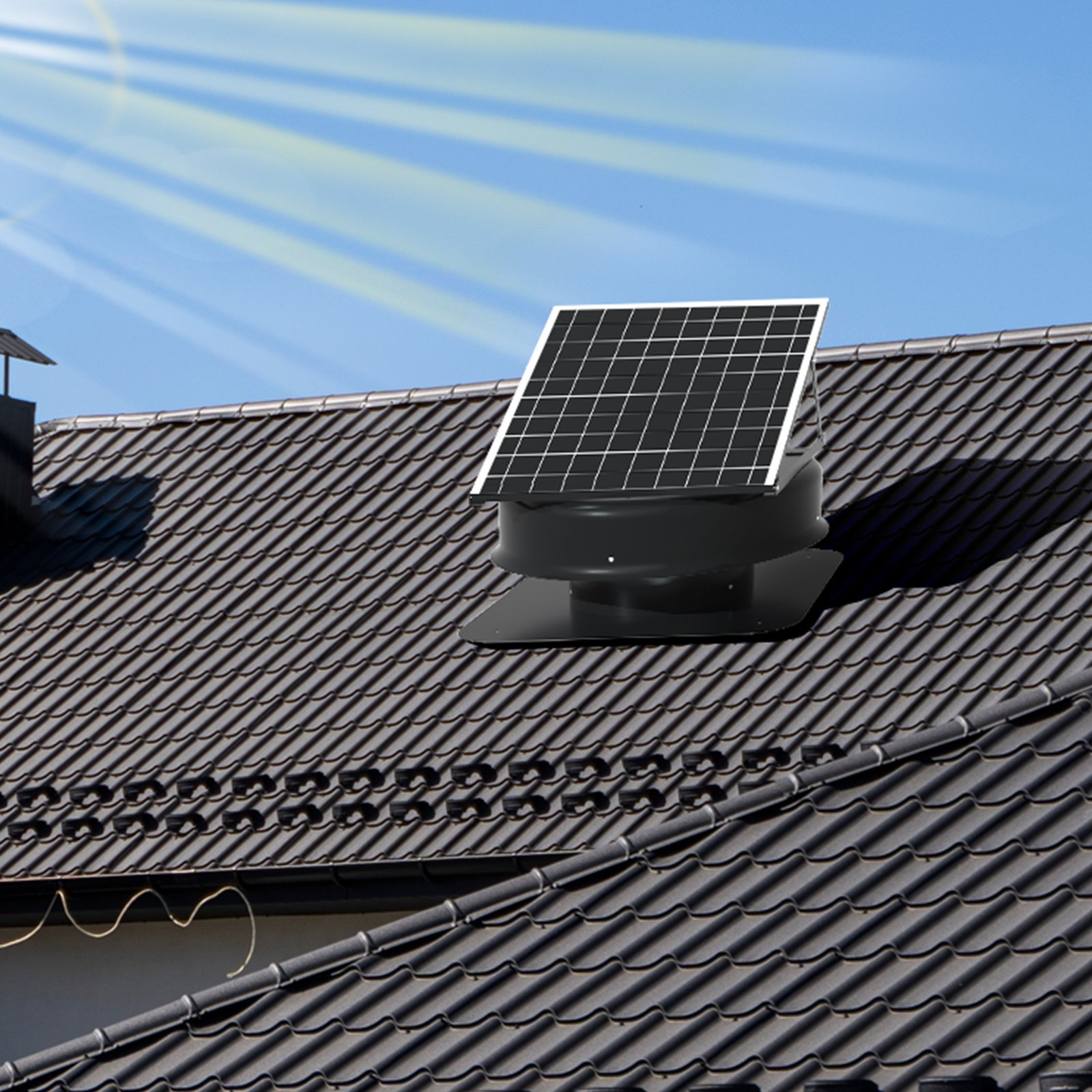Air flow solar roof vent fan