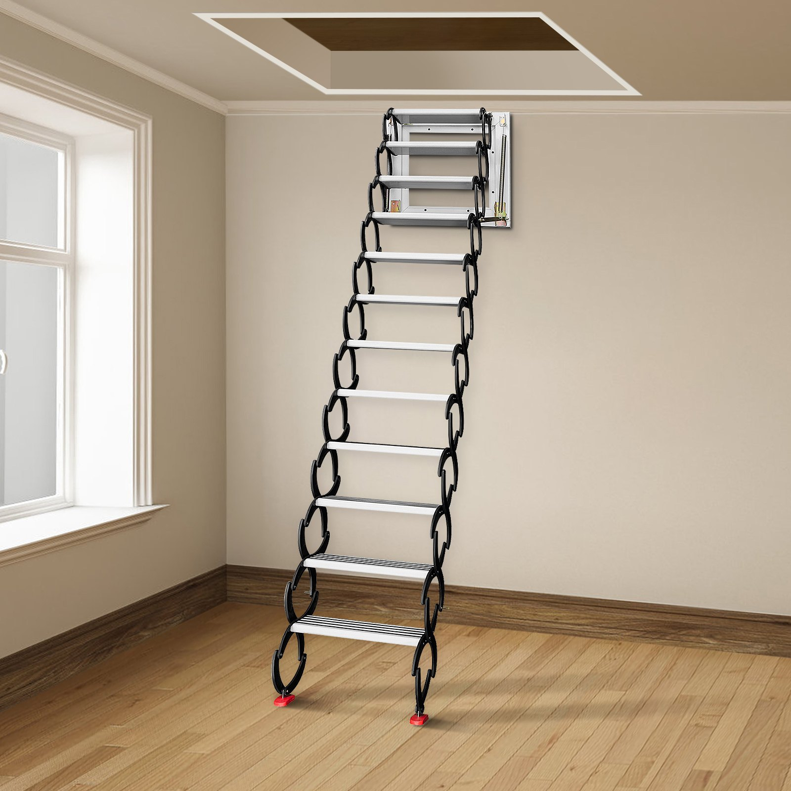 Wall-mounted folding stairs for attic